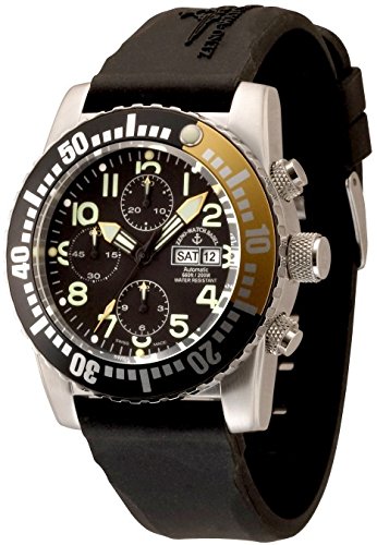 Zeno Watch Airplane Diver Automatic Chronograph Numbers black yellow 6349TVDD 12 a1 9