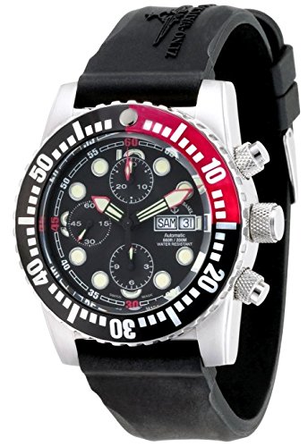 Zeno Watch Airplane Diver Automatic Chronograph Points black red 6349TVDD 3 a1 7