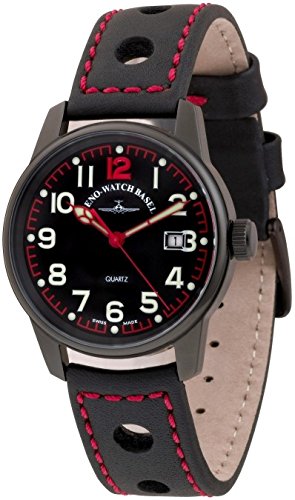 Zeno Watch Classic Pilot Date black red 3315Q bk a17
