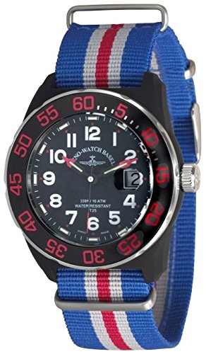 Zeno Watch Diver Look H3 Teflon black red 6594Q a17 Nato 43