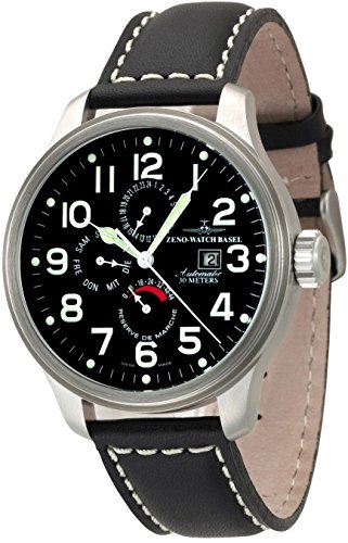 Zeno Watch OS Pilot Power Reserve Dual Time Day Date 8055 a1