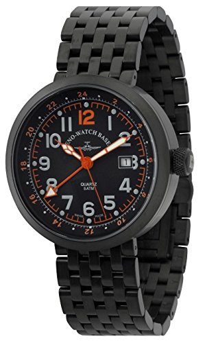 Zeno Watch Rondo GMT Dual Time black orange B554Q GMT bk a15M