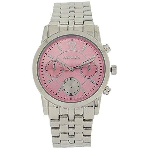 Henley Glamour Damen Chronoeffekt Uhr, rosa Zifferbl silberf Armband H060975