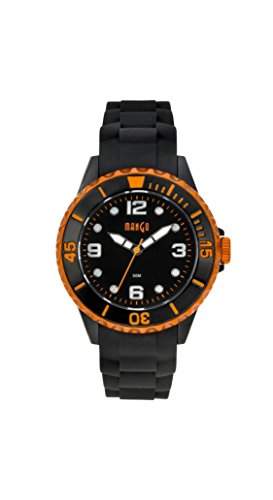 Mango Time Damen - Armbanduhr Analog Quarz Silikon - schwarz  orange A68353-2SS5KV