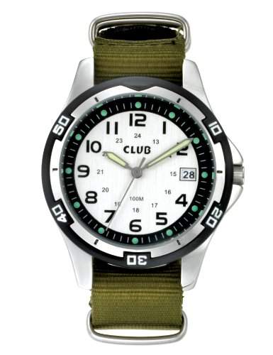 Club Jungen - Armbanduhr Analog Quarz Nylon Gruen Kalender 10 bar A65127-1S4A