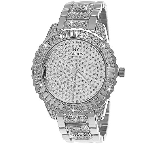 Edle XXL designer Strass Damen Armband Uhr in Silber inkl Uhrenbox