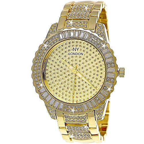 Edle XXL designer Strass Damen Armband Uhr in Gold inkl Uhrenbox