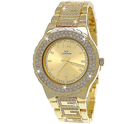 Edle G Muster designer Strass Damen Armband Uhr in Gold inkl Uhrenbox