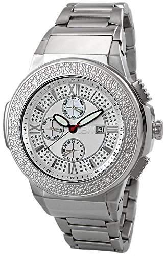 Just Bling Herren JB-6101-B Luna Silver Edelstahl Sunray Diamond Watch