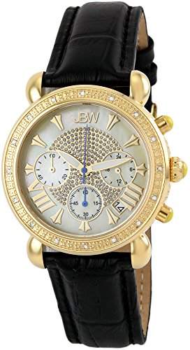 Just Bling Ladies JB-6210L-A Victory Black Gold Leather Diamond Watch