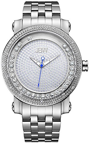 JBW Hendrix Diamant 50mm Armband Edelstahl Gehaeuse Quarz Zifferblatt Silber J6338A