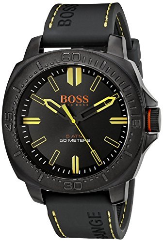 BOSS Orange Herren 1513249 Sao Paulo schwarz Edelstahl Armbanduhr mit Silikon Band von Hugo Boss