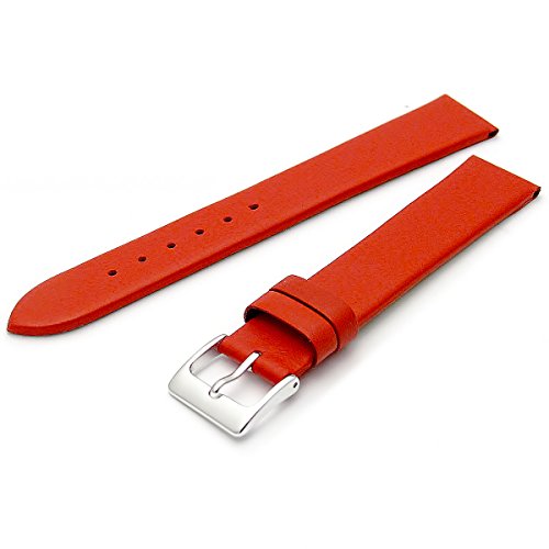 Feines Kalb Leder Uhrenarmband Band 20 mm extra langer XL rot mit Chrom Silber Farbe Schnalle KOSTENLOSE Spring Bars Armbanduhr Pins