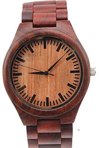 Woody Armbanduhr Fashion Collection 2016 Fuer Herren rot Sandelholz Farbe Armbanduhr mit Armband und Japanisches Quarz Uhrwerk