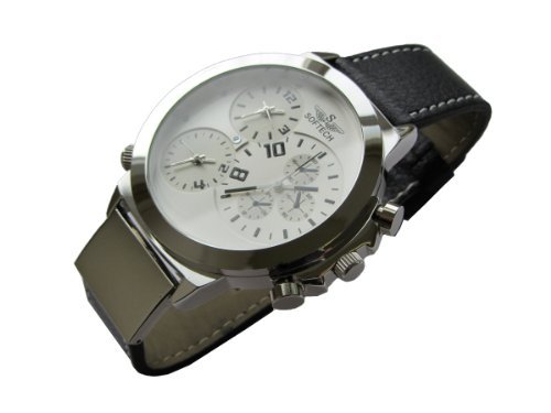 Einzigartige Herren Multi Time Zone Moderne Silber Designer Armbanduhr Weiss Micro Racing Zifferblaetter Oversized Big New