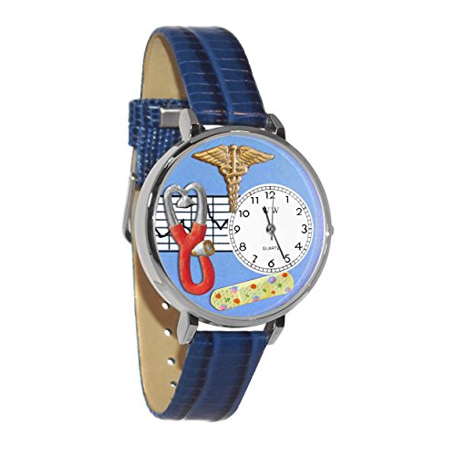 Skurrile Geschenke u 0620059 Krankenschwester 2 blau Armbanduhr in Silber gross