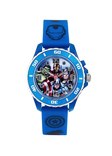 Avengers Kinder Quarz Uhr mit Zifferblatt Analog Anzeige und Blau Gummiband avg3506