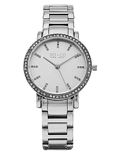 So Co 5060 1 New York Madison Damen Quarzuhr mit Silber Zifferblatt Analog Anzeige und Silber Edelstahl Armband