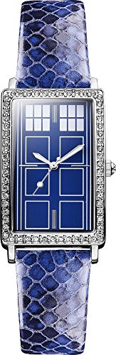 Doctor Who Tardis blau Strukturierte Kunstleder Schlange Haut Band Tardis Face Display mit Diamant Borduere