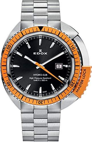 EDOX Herren-Armbanduhr EDOX HYDRO SUB Analog Quarz Leder 53200 3OM NIN