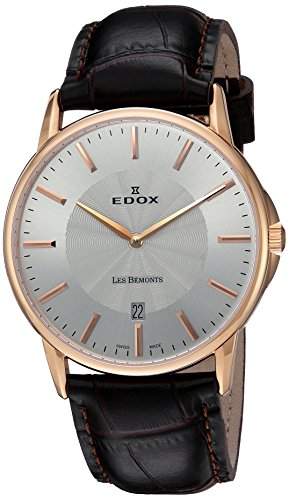 EDOX Unisex-Armbanduhr EDOX LES BÈMONTS SLIMM MOVEMENT Analog Quarz Leder 56001 37R AIR