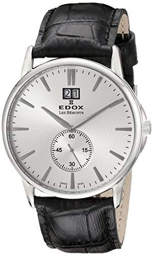 EDOX Unisex-Armbanduhr EDOX LES BÈMONTS BIG DATE Analog Quarz Leder 64012 3 AIN