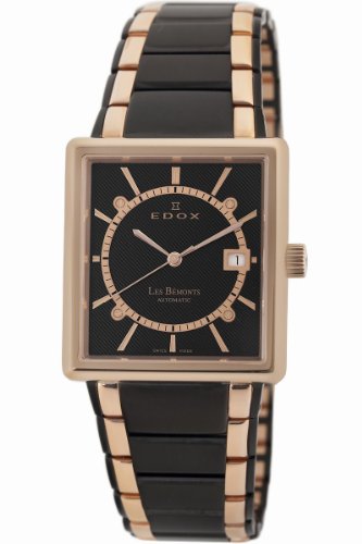 Edox Mens 82005 357RN NIR Les Bemonts Rectangular Automatic Watch