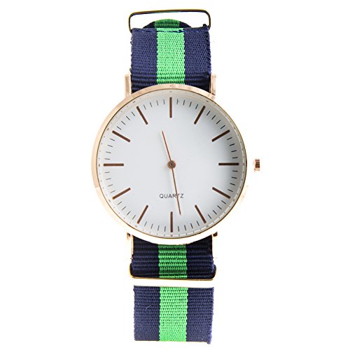 Uhr Armband Nylon blau Gehaeuse goldfarben 40 mm mit Box Geschenk