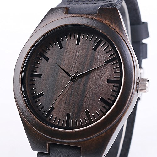 iMing Handgefertigte Uhren Hoelzernes Korn Natuerlich Holz Echtes Lederband Armbanduhren Geschenke