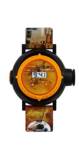 Star Wars Kinder Digital Uhr mit Zifferblatt Digital Display und Schulterriemen PU Orange swm3116