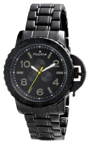 Pilgrim Herren-Armbanduhr XL Analog Quarz Edelstahl beschichtet 701413009