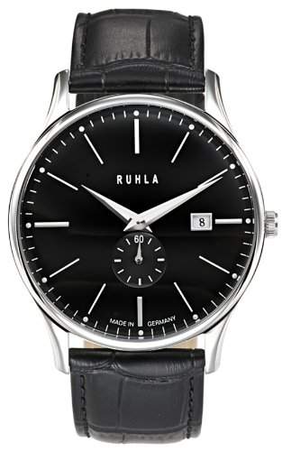 Ruhla classic 91234 Garde Herrenuhr rund Lederband schwarz Armbanduhr Zifferblatt schwarz Datum