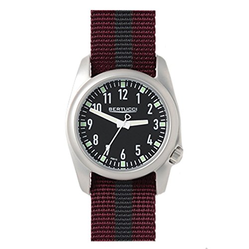 Bertucci 11061 Crimson und schwarz Nylon Strap Band Schwarz Zifferblatt Armbanduhr