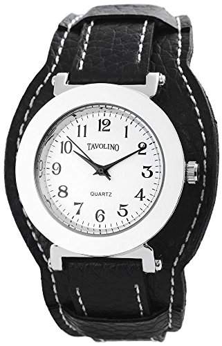 Tavolino Uhr Armbanduhr Echt Lederband schwarz analog