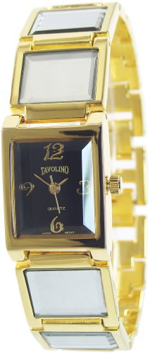Tavolino Schwarz Gold Analog Metall Armbanduhr Mode Quarz Uhr