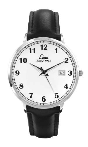 Limit MenQuarz-Uhr mit weissem Zifferblatt Analog-Anzeige und Schwarz PU Strap 545501