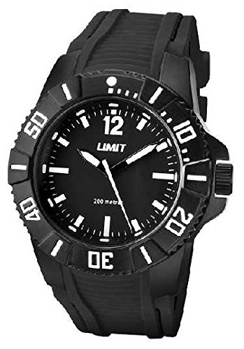 Limit 5545 Analog Quartz 200 m wasserdicht mit schwarzem Zifferblatt und schwarzem Silikon Armband