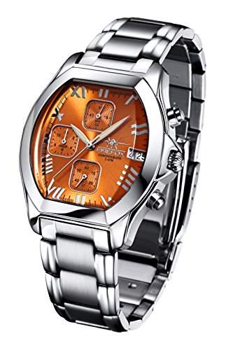 FIREFOX NEBUKADNEZAR FFS175-107 sunray orange Damenuhr Armbanduhr Chronograph massiv Edelstahl Sicherheitsfaltschliesse wasserdicht Laufwerk Miyota OS10