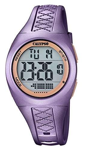 Calypso Watches Damen Armbanduhr Digitaluhr mit 2 Zeitzone Lila K56685