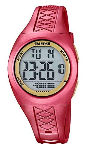 Calypso Watches Damen Armbanduhr Digitaluhr mit 2 Zeitzone Rot K56682