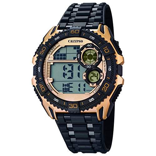Calypso Watches Herren Armbanduhr Digitaluhr mit Alarm SchwarzRosegoldfarben K56702