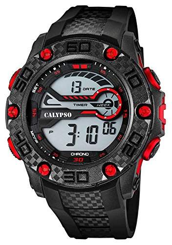 CALYPSO Herren-Armbanduhr Sport Chronograph Quarz-Uhr PU schwarz D1UK56915