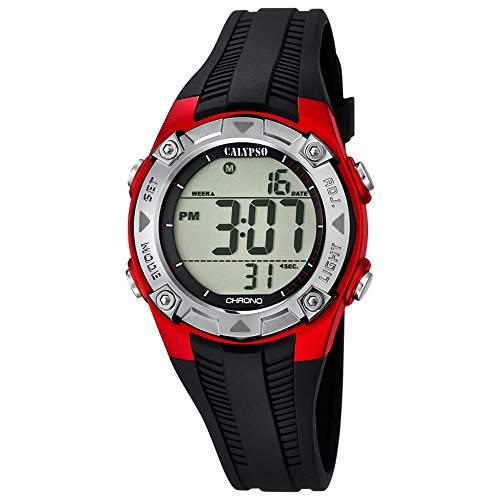 Calypso Watches Damen Armbanduhr Digitaluhr mit 3 Alarmen RotSilbern K56856