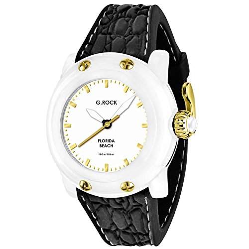 Glam Rock Miami Beach Damen-Armbanduhr 37mm Armband Silikon Schwarz Gehaeuse Plastik Quarz Analog GR2303