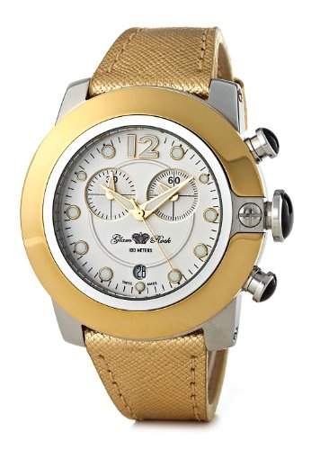 Glam Rock - GR32105 - SoBe Damen-Armbanduhr - Quarz Chronograph - Weisses Ziffernblatt - Armband Leder gold