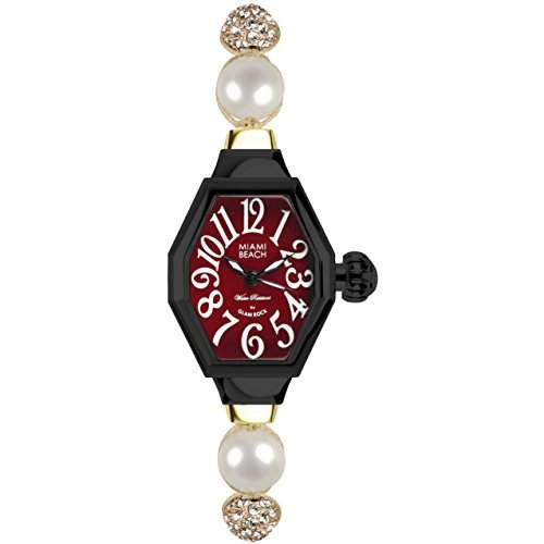 Glam Rock Miami Beach Art Deco Damen Beige Nylon Armband Uhr MBD27104