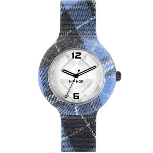 HIP HOP HWU0378 Tartan Uhr Herrenuhr Kautschuk Kunststoff 30m Analog blau