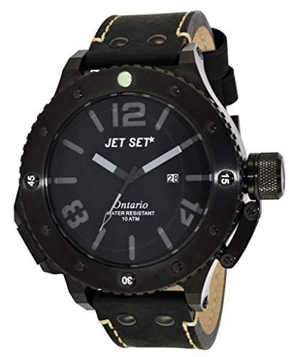 Jet Set - j3610b-267 - Ontario - Armbanduhr - Quarz Analog - Zifferblatt schwarz Armband Leder schwarz