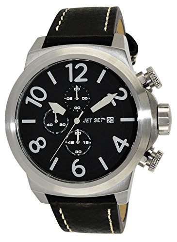 Jet Set - j66603 - 267 - New York - Armbanduhr - Quarz Chronograph - Schwarzes Ziffernblatt - Armband Leder Schwarz