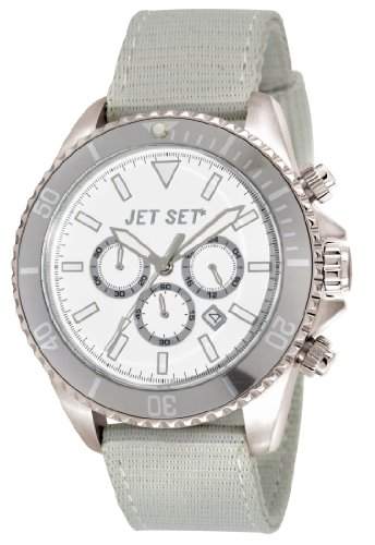 Jet Set - J21203 - 13 - Speedway - Armbanduhr - Quarz Chronograph - Weisses Ziffernblatt - Armband Stoff grau